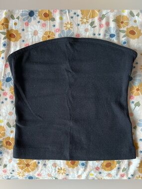 Maeve by Anthropologie Black Strapless Ribbed Tube Top